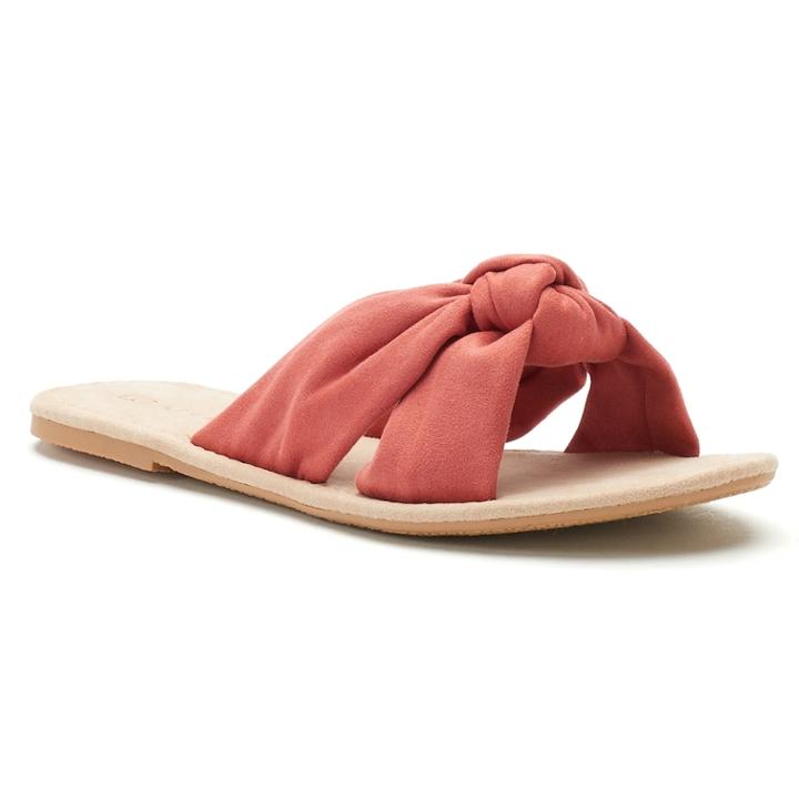 Lc Lauren Conrad Women's Knotted Microsuede Slide Sandals, Size: Large, Med Pink