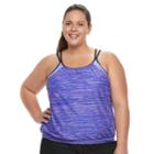 Plus Size Free Country 2-in-1 Blouson Tankini Top, Women's, Size: 2xl, Purple Oth