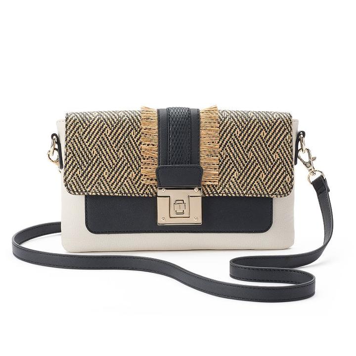 Apt. 9&reg; Brooke Straw Flap Crossbody Bag, Women's
