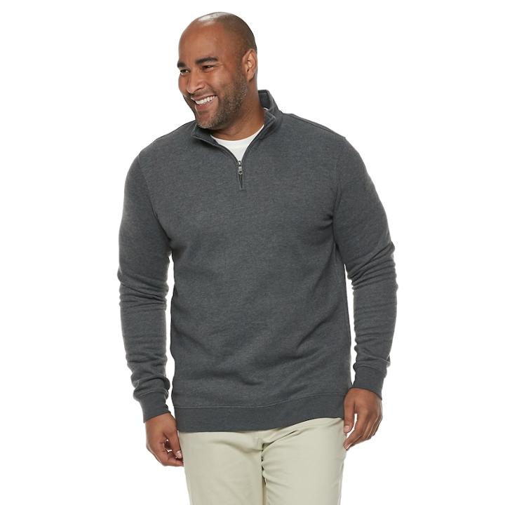 Big & Tall Croft & Barrow&reg; Classic-fit Easy-care Quarter-zip Pullover, Men's, Size: 4xl Tall, Dark Grey