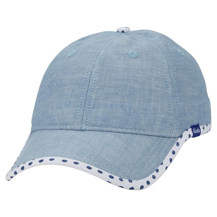 Women's Keds Chambray Dotted Brim Baseball Hat, White