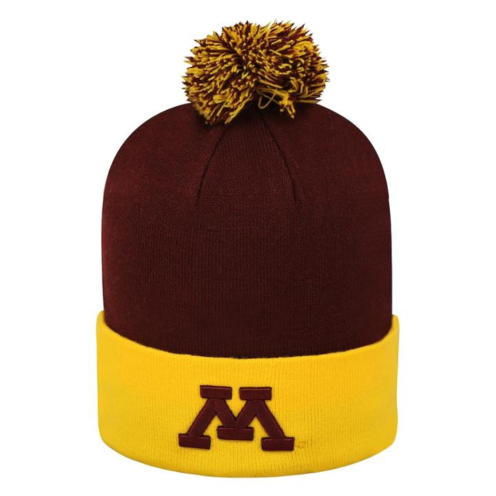 Adult Top Of The World Minnesota Golden Gophers Pom Knit Hat, Men's, Dark Red