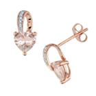10k Rose Gold Morganite And Diamond Accent Heart Drop Earrings, Women's, Pink