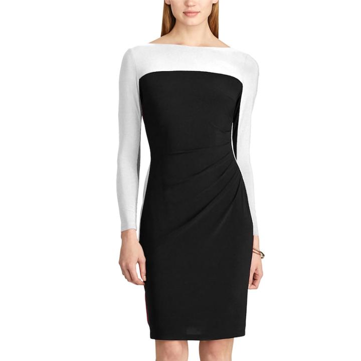 Women's Chaps Colorblock Jersey Dress, Size: Xl, Black
