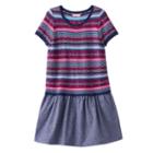 Girls 4-6x Design 365 Fairisle Sweater Knit Chambray Dress, Girl's, Size: 5, Blue