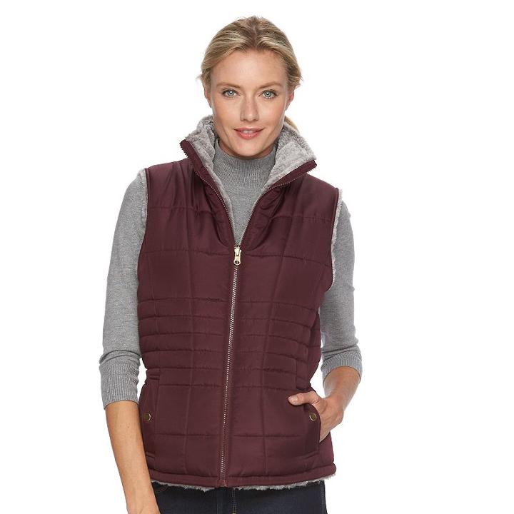 Women's Kc Collections Quilted Reversible Vest, Size: Large, Other Clrs