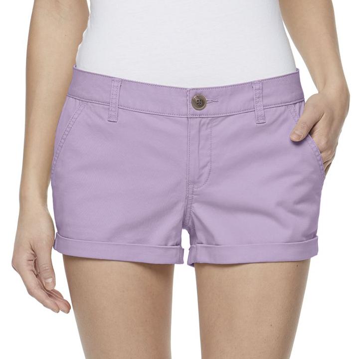 Juniors' So&reg; Chino Shortie Shorts, Girl's, Size: 9, Brt Purple