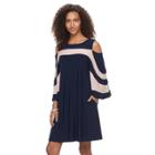 Women's Nina Leonard Oversized Sleeve Cold-shoulder Dress, Size: Medium, Med Blue