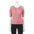Juniors' Jolie Vie Ribbed Cold-shoulder Tee, Girl's, Size: Small, Med Pink