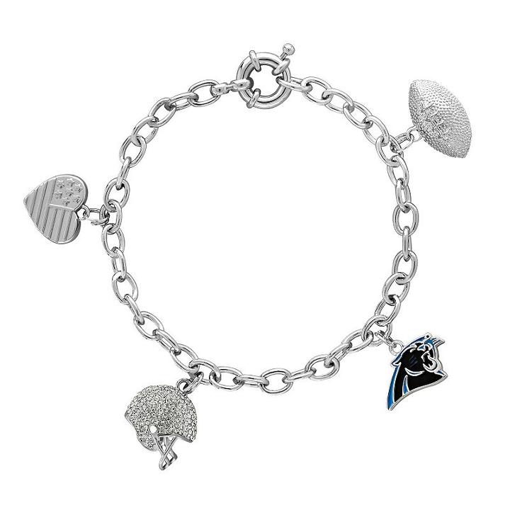 Carolina Panthers Charm Bracelet, Women's, Size: 7.5, Grey