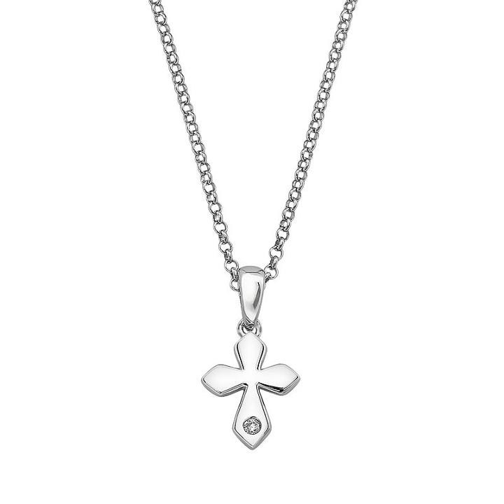 Little Diva Diamonds Sterling Silver Diamond Accent Cross Pendant - Kids, Girl's, Size: 14, White
