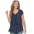 Women's Sonoma Goods For Life&trade; Pintuck Tee, Size: Xl, Blue (navy)
