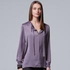 Women's Simply Vera Vera Wang Textured Satin Top, Size: Xl, Med Purple