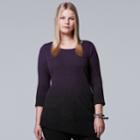 Plus Size Simply Vera Vera Wang Ombre Asymmetrical Crewneck Sweater, Women's, Size: 2xl, Purple