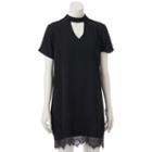 Juniors' Trixxi Lace-hem Choker Neck Dress, Teens, Size: Large, Black
