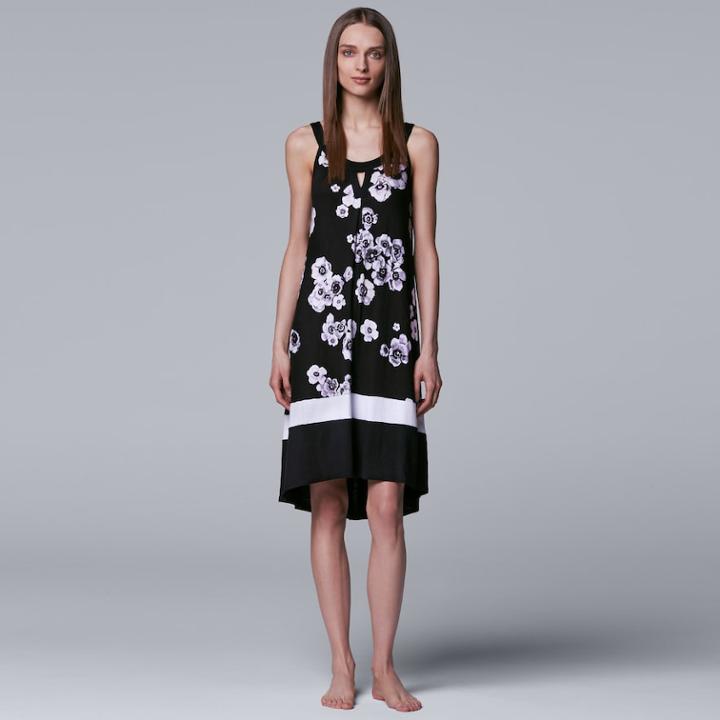 Women's Simply Vera Vera Wang High-low Keyhole Chemise, Size: Xl, Grey (charcoal)
