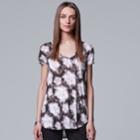 Women's Simply Vera Vera Wang Printed V-neck Tee, Size: Small, Oxford