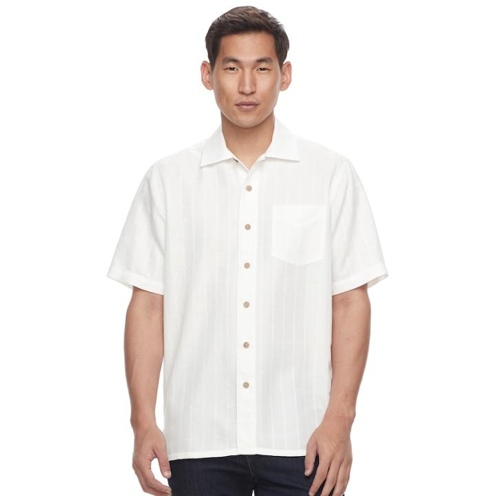 Men's Batik Bay Regular-fit Soft-touch Rayon-blend Button-down Shirt, Size: Large, Natural