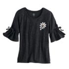 Girls 7-16 So&reg; 3/4-length Bell Sleeve Sequin Tee, Size: 16, Black