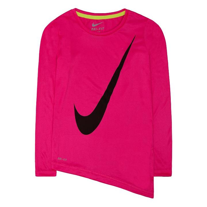 Girls 4-6x Nike Dri-fit Asymmetrical Tee, Girl's, Size: 6, Med Pink