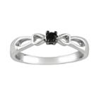 Sterling Silver 1/10-ct. T.w. Black Diamond Heart Ring, Women's, Size: 9