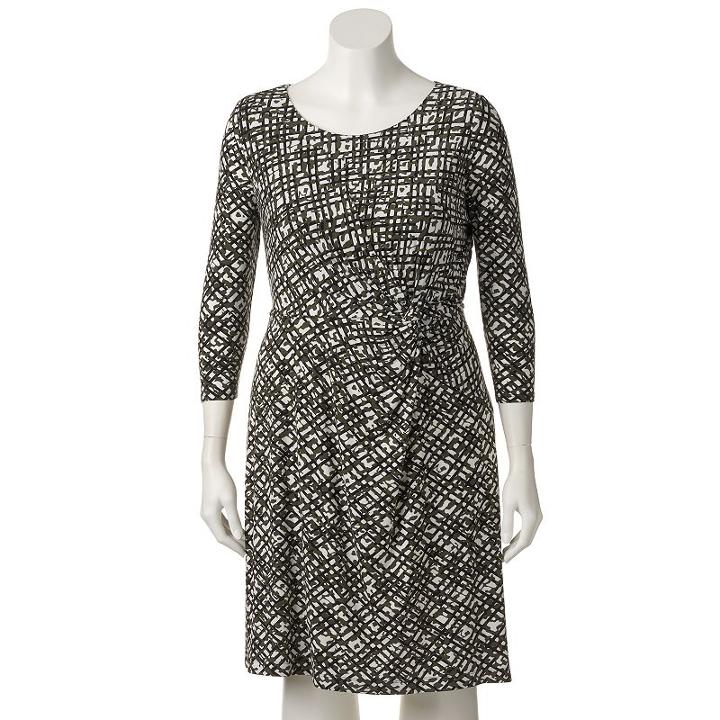 Plus Size Dana Buchman Printed Twist-front Dress, Women's, Size: 1xl, Dark Green