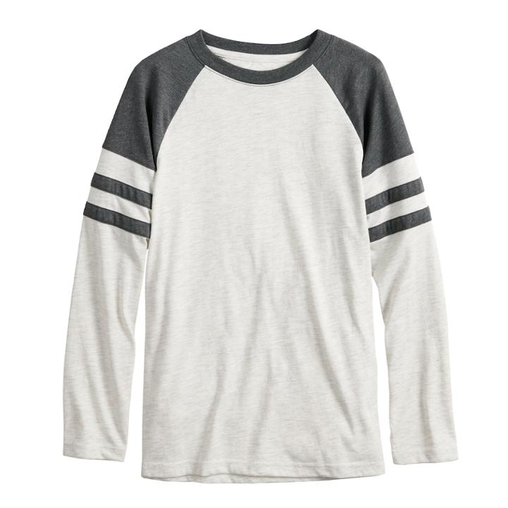 Boys 8-20 Urban Pipeline Varsity Stripe Raglan Tee, Size: Large, Lt Beige
