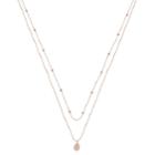Lc Lauren Conrad Teardrop Disc Pendant Double Strand Necklace, Women's, Pink