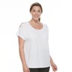 Plus Size Tek Gear&reg; Lattice Shoulder Tee, Women's, Size: 2xl, White