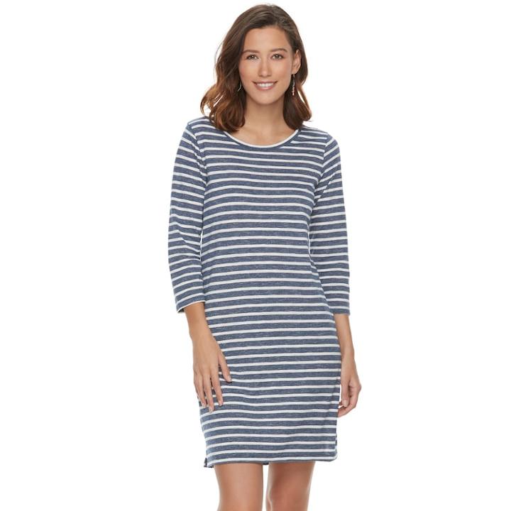 Women's Sonoma Goods For Life&trade; Striped T-shirt Dress, Size: Xl, Blue