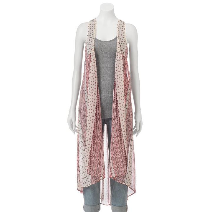 Mudd® Variegated Print Vest, Women's, Med Pink