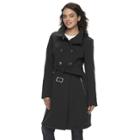 Women's Lnr Fashion Styles Belted Trench Coat, Size: Medium, Black