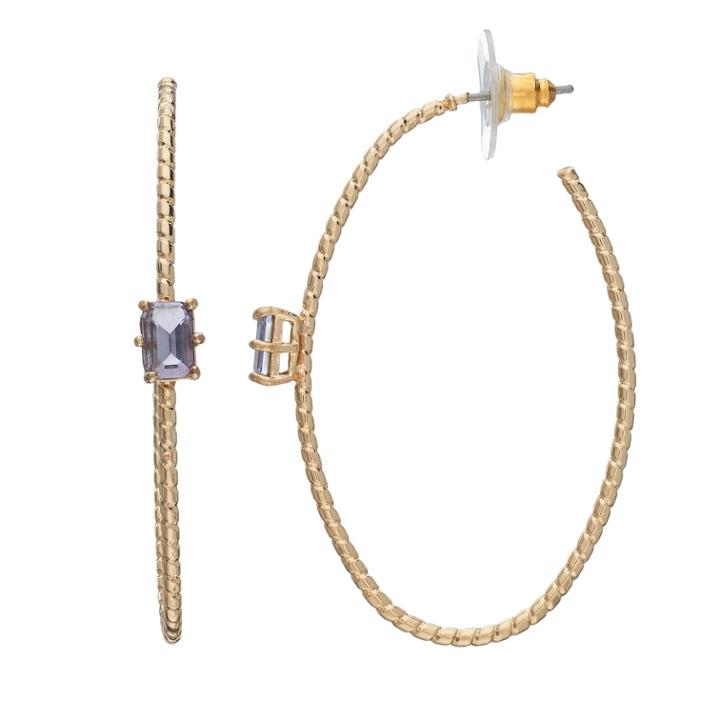 Lc Lauren Conrad Rectangle Nickel Free Twisted Hoop Earrings, Women's, Blue