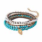 Simulated Turquoise Beaded Wrap Bracelet, Women's, Turq/aqua