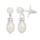 Simulated Pearl & Simulated Crystal Nickel Free Drop Earrings, Women's, White
