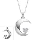 Love You To The Moon And Back Sterling Silver Cubic Zirconia Crescent Moon Pendant, Women's, White