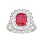 Sterling Silver Lab-created Ruby & White Sapphire Halo Ring, Women's, Size: 9, Red