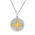 Stainless Steel Two Tone The Lord's Prayer Medal Pendant Necklace - Men, Size: 24, Multicolor