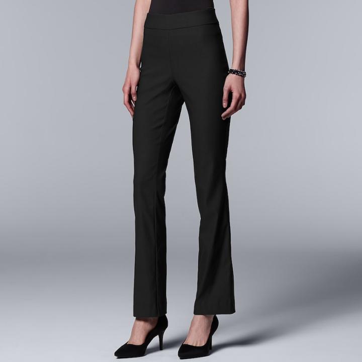 Women's Simply Vera Vera Wang Simply Modern Twill Bootcut Pants, Size: Large, Black