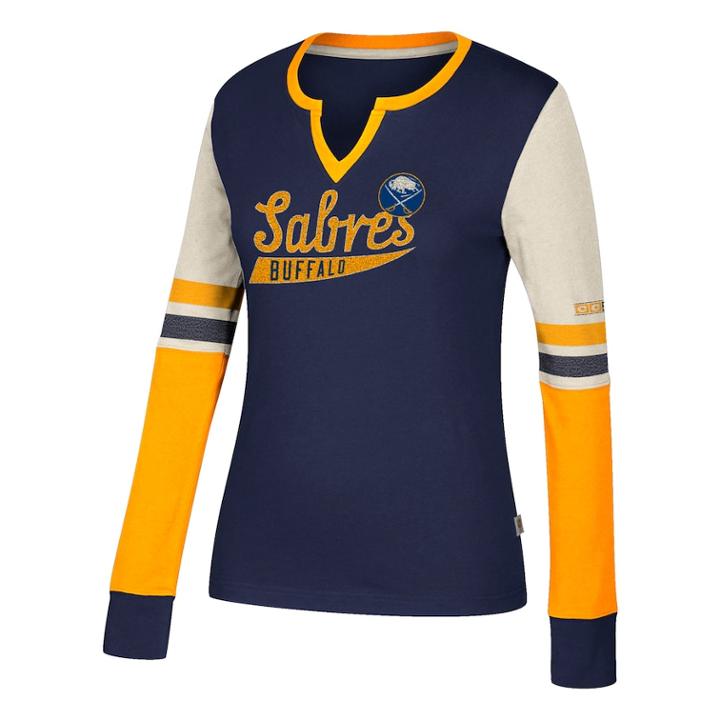 Women's Ccm Buffalo Sabres Notch-neck Tee, Size: Small, Blue (navy)