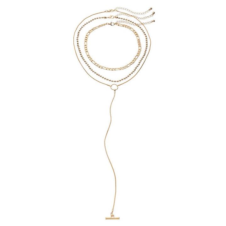 Mudd&reg; Chain Choker & Y Necklace Set, Women's, Gold