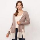 Women's Lc Lauren Conrad Mixed-media Cardigan, Size: Xl, Med Beige
