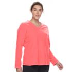 Plus Size Tek Gear&reg; Microfleece V-neck Top, Women's, Size: 1xl, Brt Pink