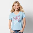 Women's Patriotic Graphic V-neck Tee, Size: Large, Med Blue