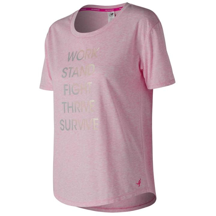 Women's New Balance Lace Up For The Cure Heather Tech Short Sleeve Graphic Tee, Size: Medium, Med Pink