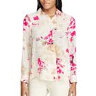 Women's Chaps Pleated-back Floral Shirt, Size: Xs, White