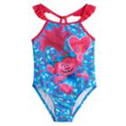 Toddler Girl Dreamworks Trolls 1-piece Swimsuit, Size: 3t, Blue