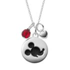 Disney's Mickey Mouse Sterling Silver Charm Pendant Necklace - Made With Swarovski Crystals, Women's, Size: 16, Red