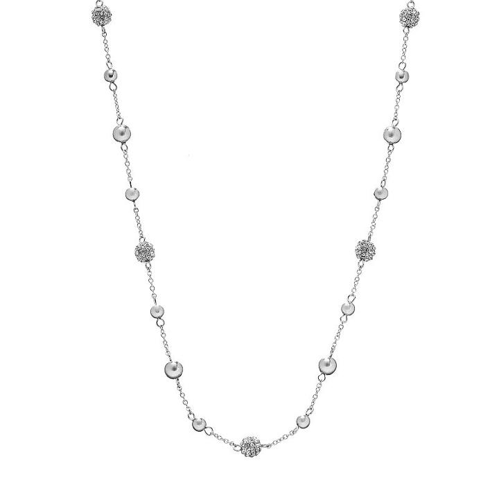 Chaps Bead Long Station Necklace, Women's, Silver