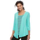 Women's Croft & Barrow&reg; Mock-layer Print Cardigan, Size: Xxl, Dark Blue